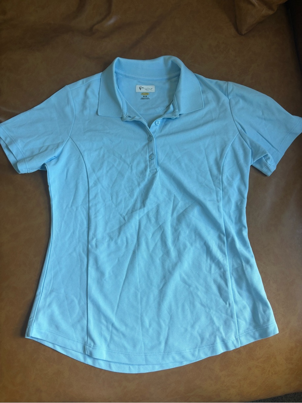 Greg Norman Collection Light Blue Button-Front Polo Golf Shirt